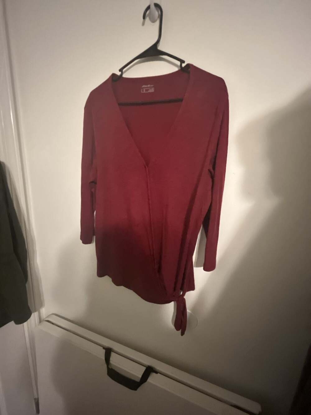 Eddie Bauer Women's XL Red Wrap Tie Front 3/4 Sleeve Top